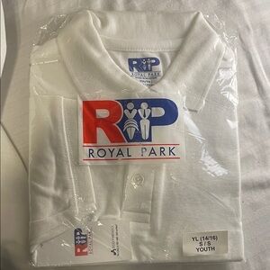 White Polo Shirt / Uniform Youth Large 14-16 Royal Park